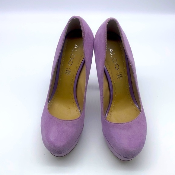 Aldo - Bright Soft Lavender Suede Rounded Toe High Heel Size 36 - Picture 1 of 15